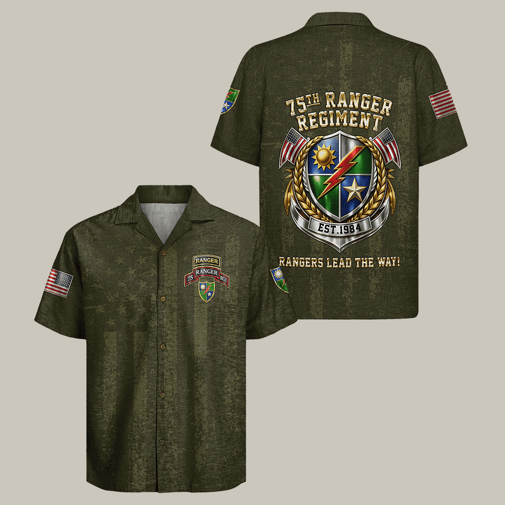 US Army 75th Ranger Regiment Hawaiian Shirt 75th Ranger Regiment Shirt Patriotic Vet Gift