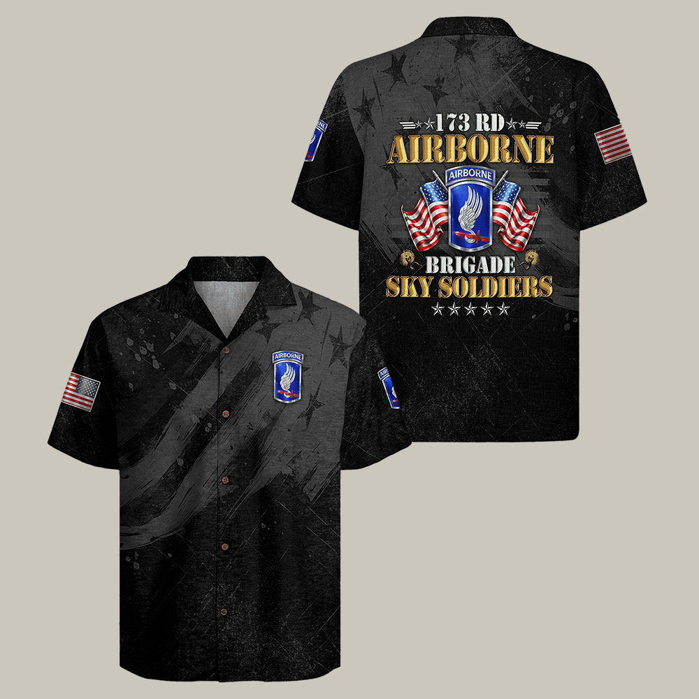 US Army Airborne Hawaiian Shirt 173Rd Airborne Sky Soldiers Shirt Patriotic Gift For Veteran