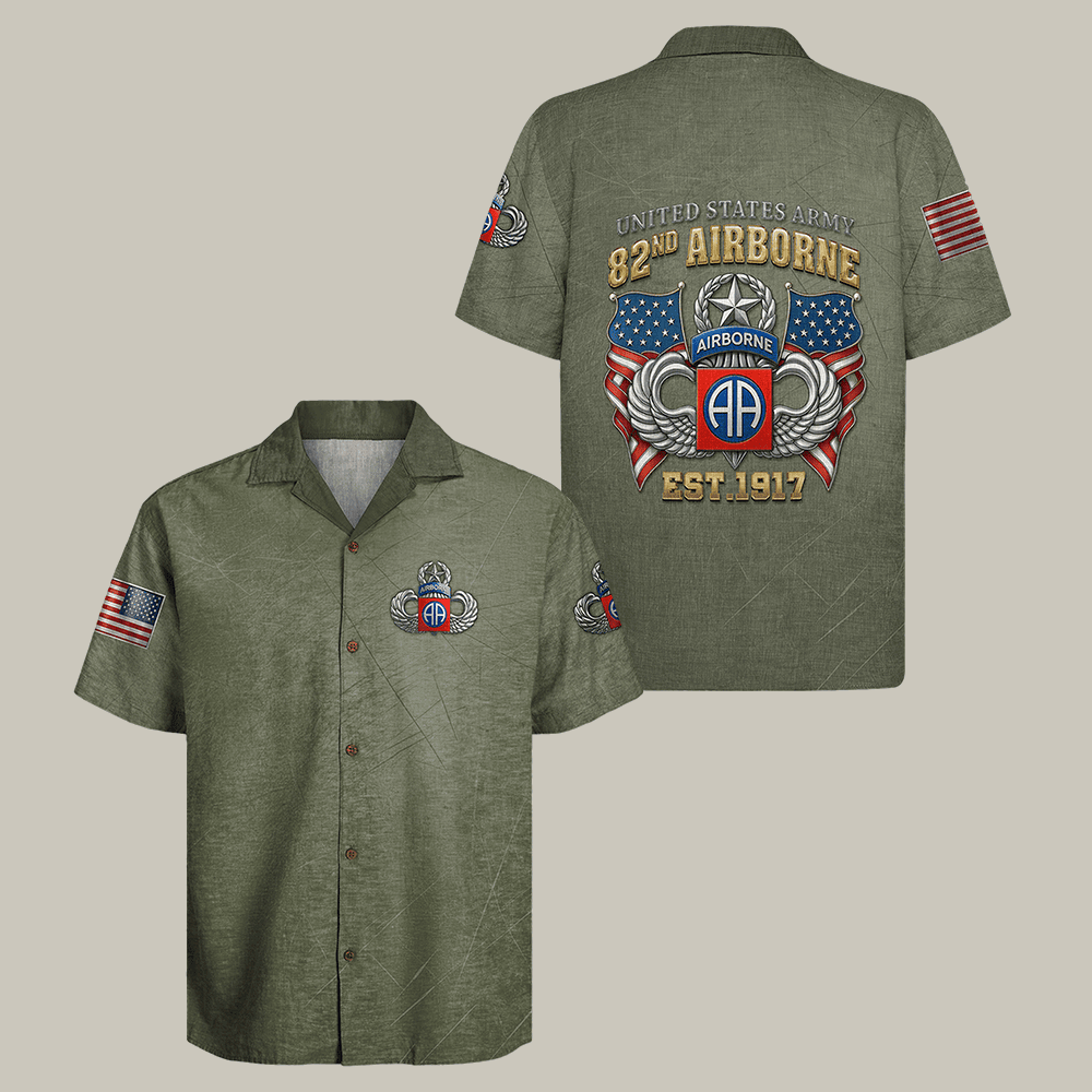 US Army Airborne Hawaiian Shirt 82nd Airborne Est 1917 Shirt Cool Gift For Him