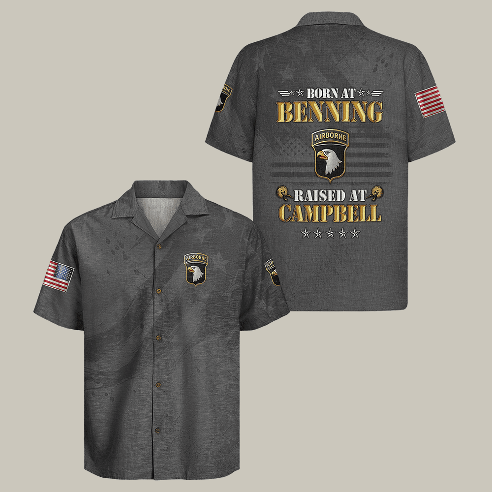 US Army Airborne Hawaiian Shirt Born At Benning Forged By The Jump Shirt Army Gift