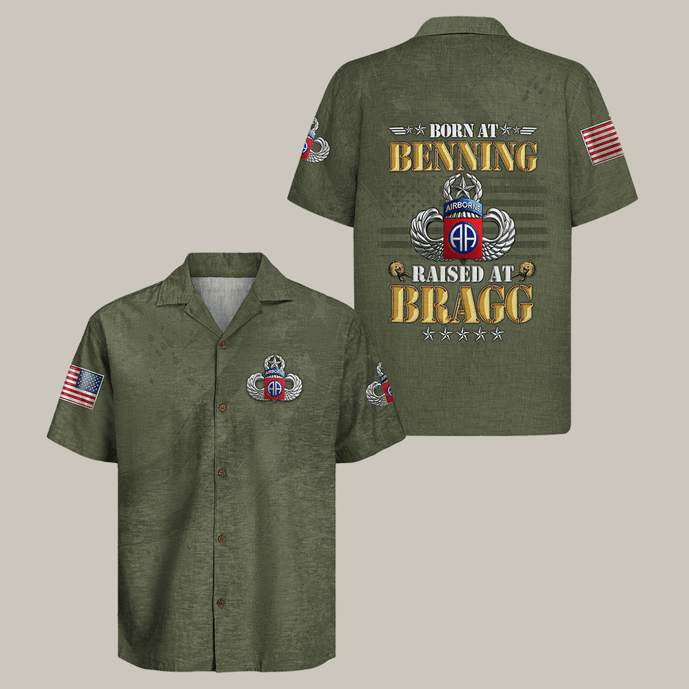 US Army Airborne Hawaiian Shirt Born At Benning Forged By The Jump Shirt Paratrooper Vet Gift