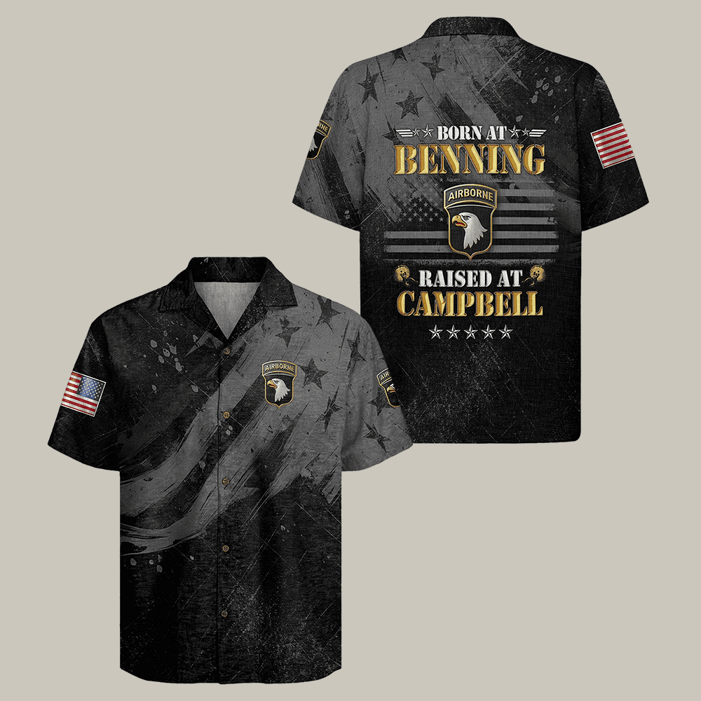 US Army Airborne Hawaiian Shirt Born At Benning Forged By The Jump Shirt Unique Vet Gift