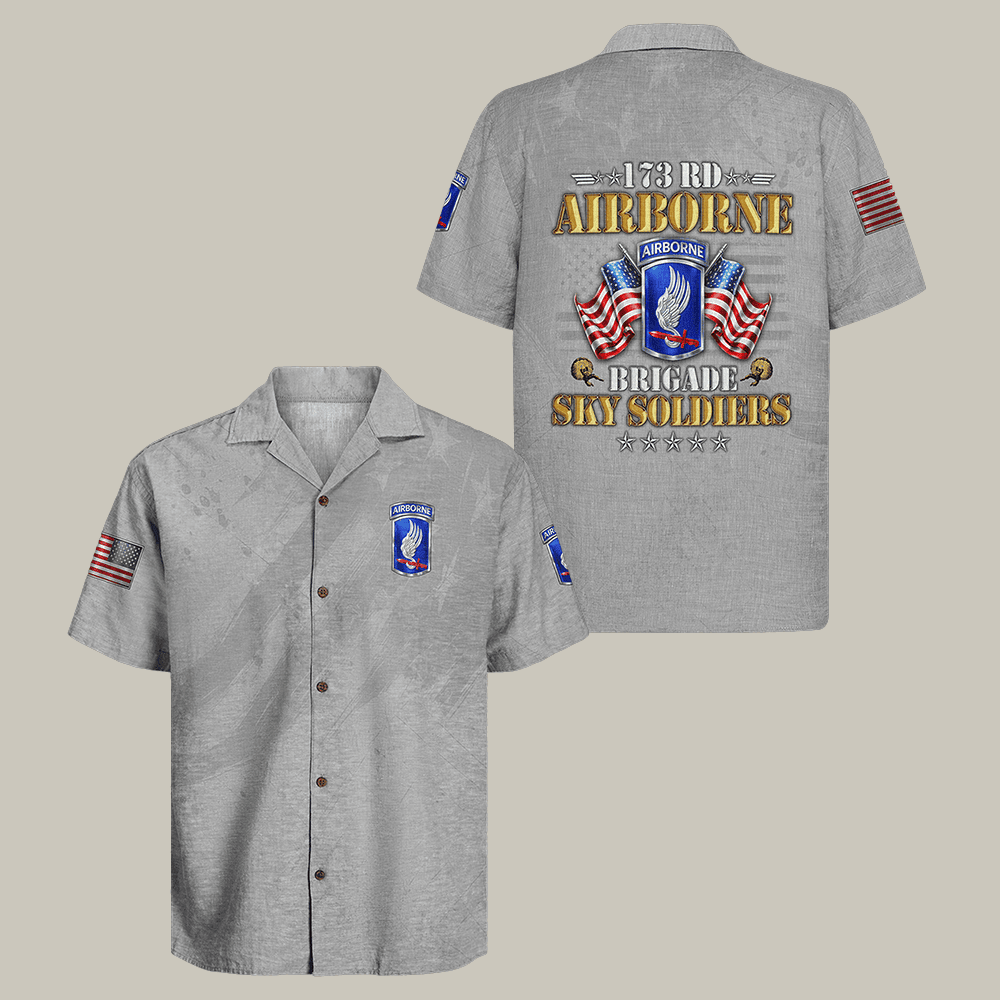 US Army Airborne Hawaiian Shirt Brigade Sky Soldiers Shirt Veteran Gift For Him