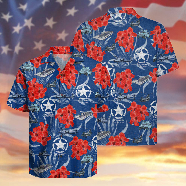 US Army Hawaiian Shirt Hibiscus Tropical Aloha Shirt Military Honor Apparel Gifts