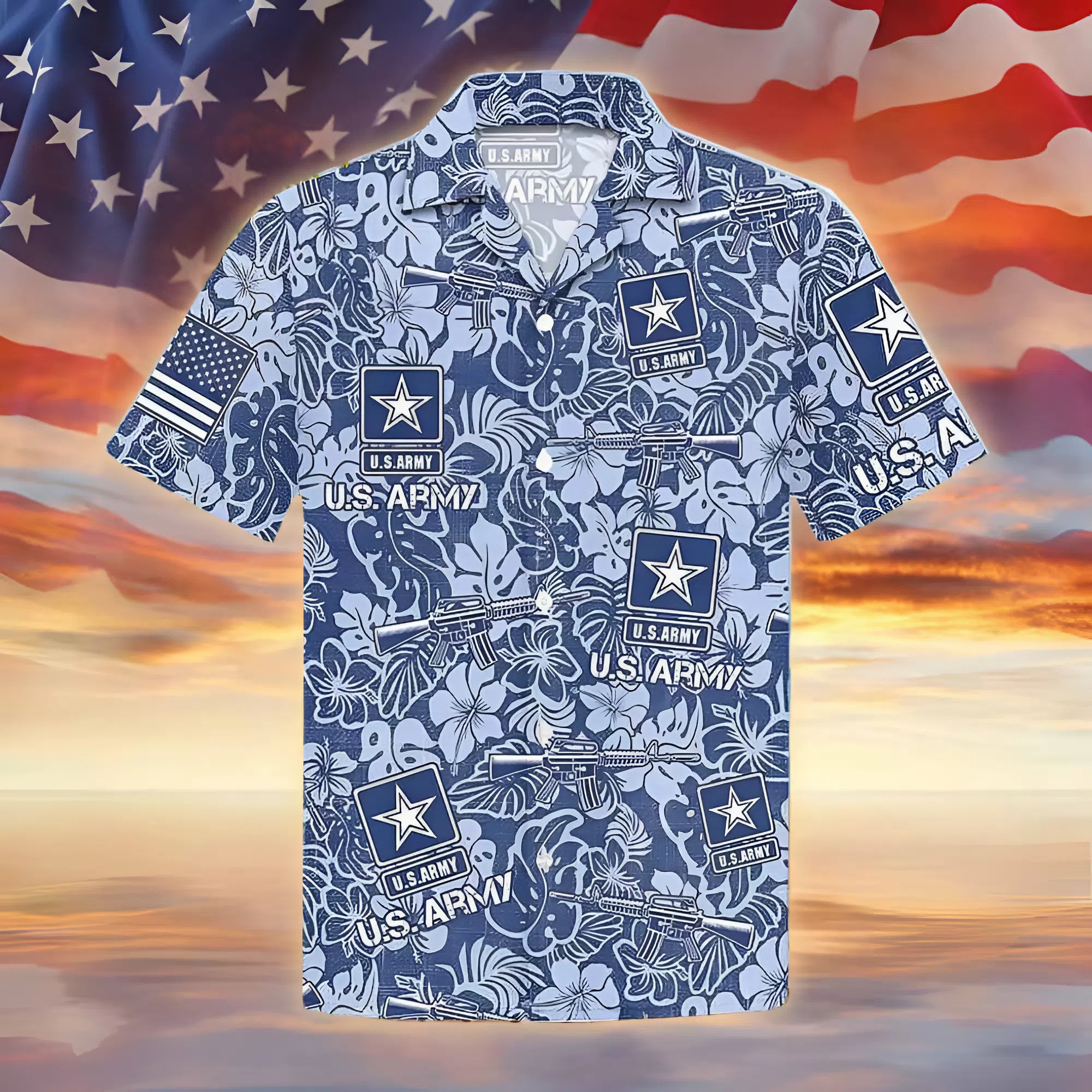 US Army Hawaiian Shirt Military Aloha Army Patriotic Soldier Tropical Vacation Gift For Men