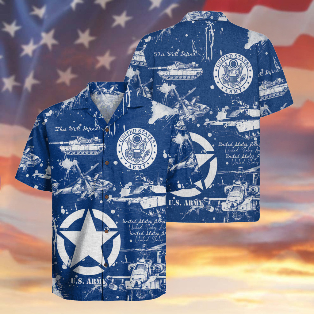 US Army Hawaiian Shirt Tank And Aircraft Button Up Shirt Good Gifts For Veterans