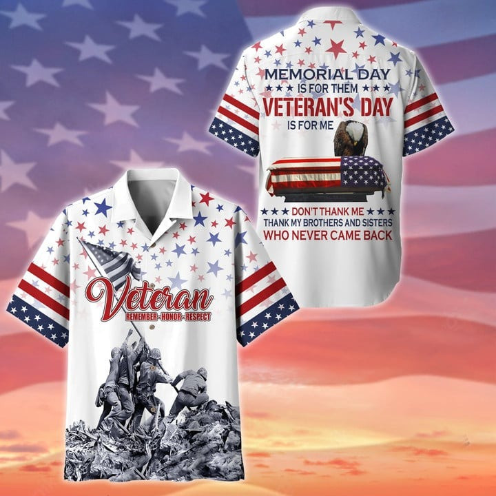 US Army Veteran Hawaiian Shirt Remember Honor Respect Shirt Veteran Memorial Day Gift