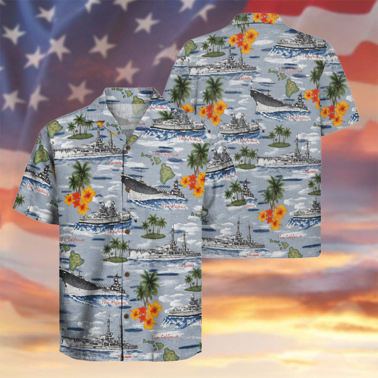US Battleships Hawaiian Shirt Tropical Clothing Unique Gifts For Navy Veterans