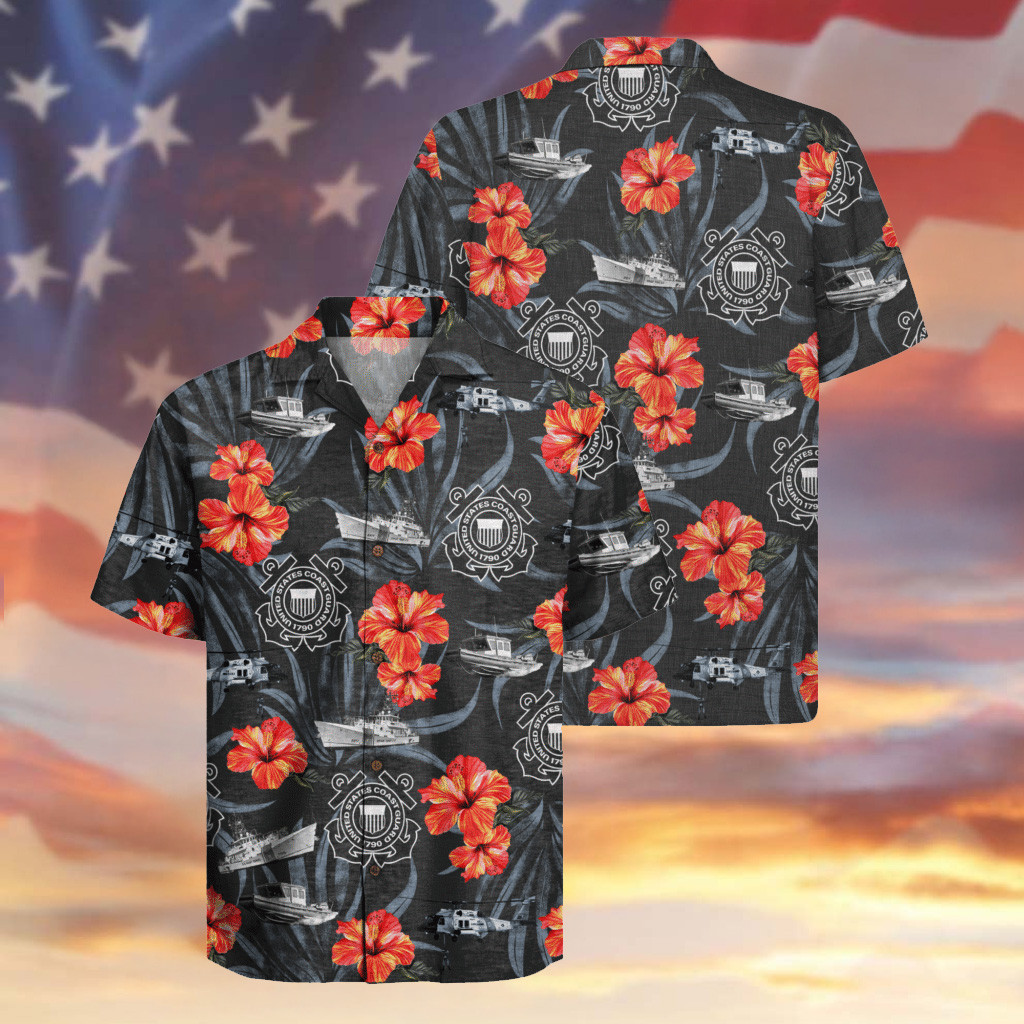US Coast Guard 235th Years Of Service Hawaiian Shirt Hibiscus Aloha Shirt Patriotic Gifts