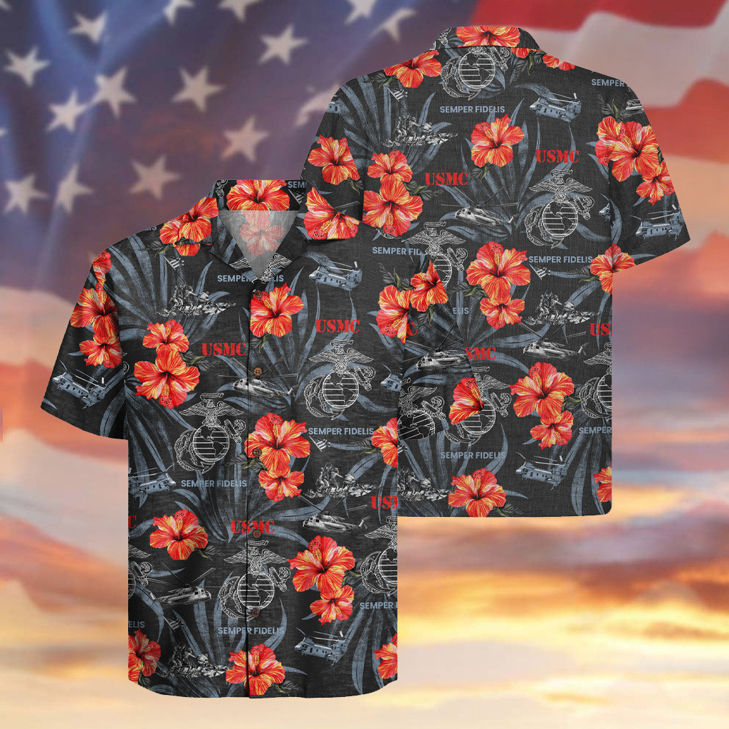 US Marine 250 Years Anniversary Hawaiian Shirt Semper Fidelis Proud Apparel Memorial Gifts
