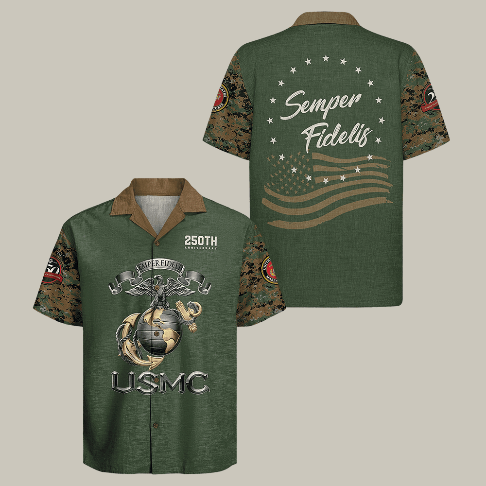US Marine 250th Years Of Service Hawaiian Shirt Semper Fi Shirt USMC Present