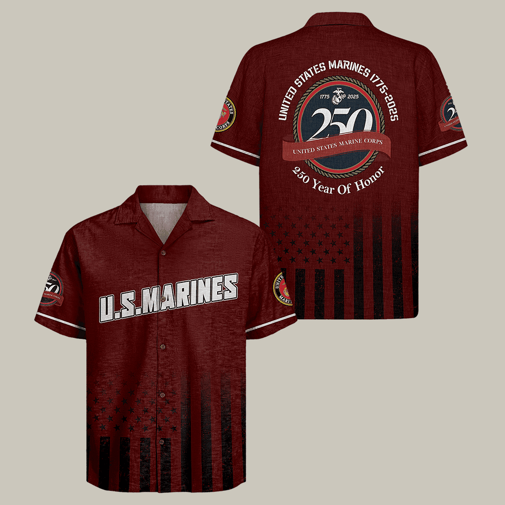 US Marine Corps 250 Years Of Honor Hawaiian Shirt Marine Corps Clothes Best Gift For Her