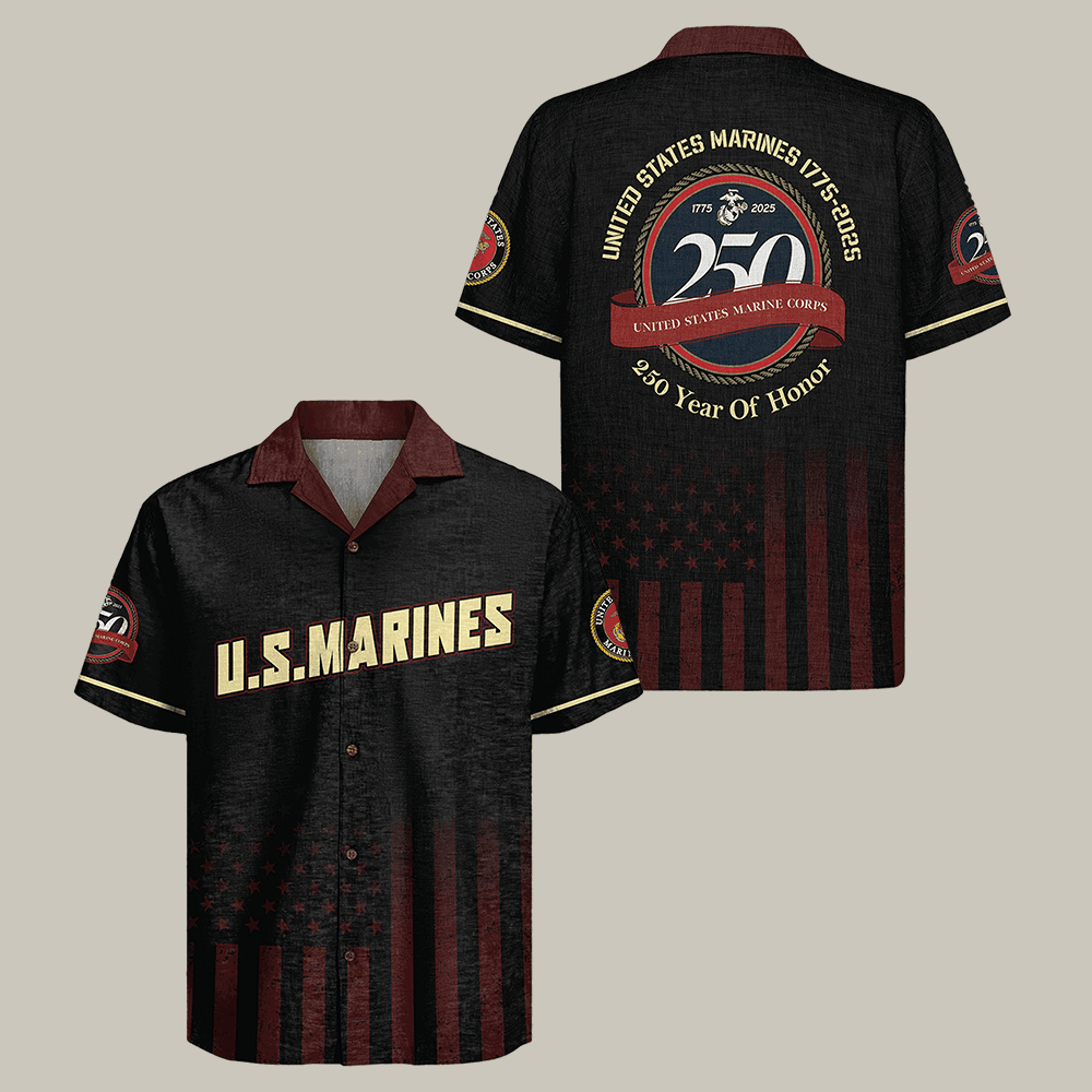 US Marine Corps 250 Years Of Honor Hawaiian Shirt Semper FIdelis Clothes Gift For USMC