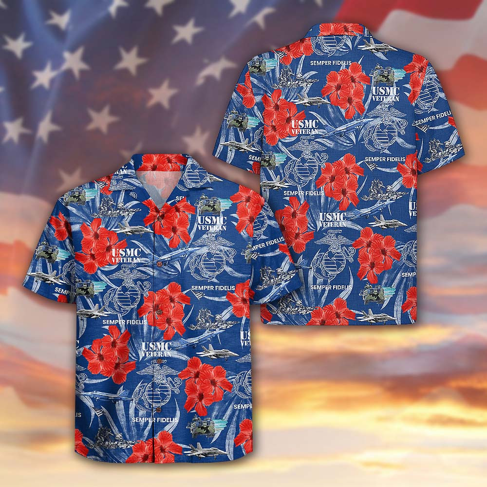 US Marine Corps 250th Anniversary Hawaiian Shirt USMC Veteran Aloha Shirt Semper Fidelis Giftss