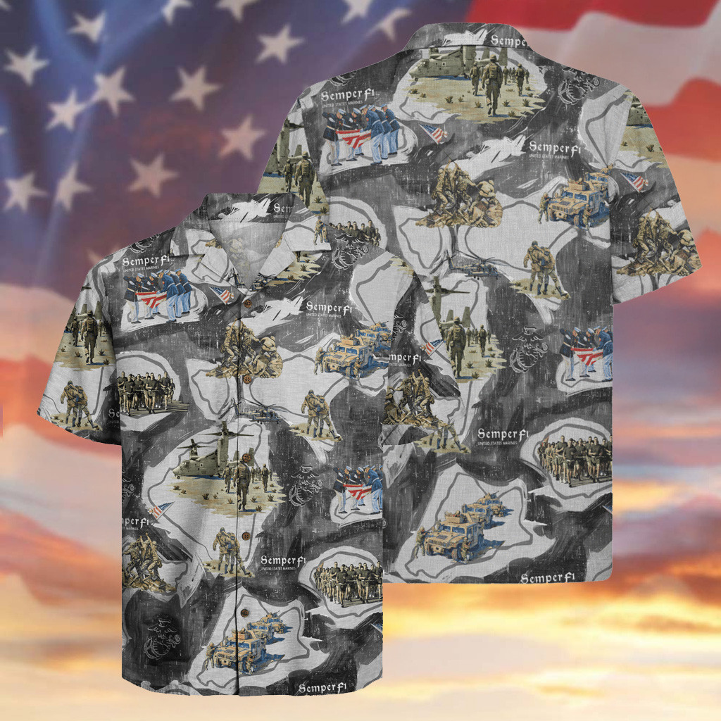 US Marine Corps 250th Years Of Service Hawaiian Shirt Soldier Proud Veteran Memorial Gifts