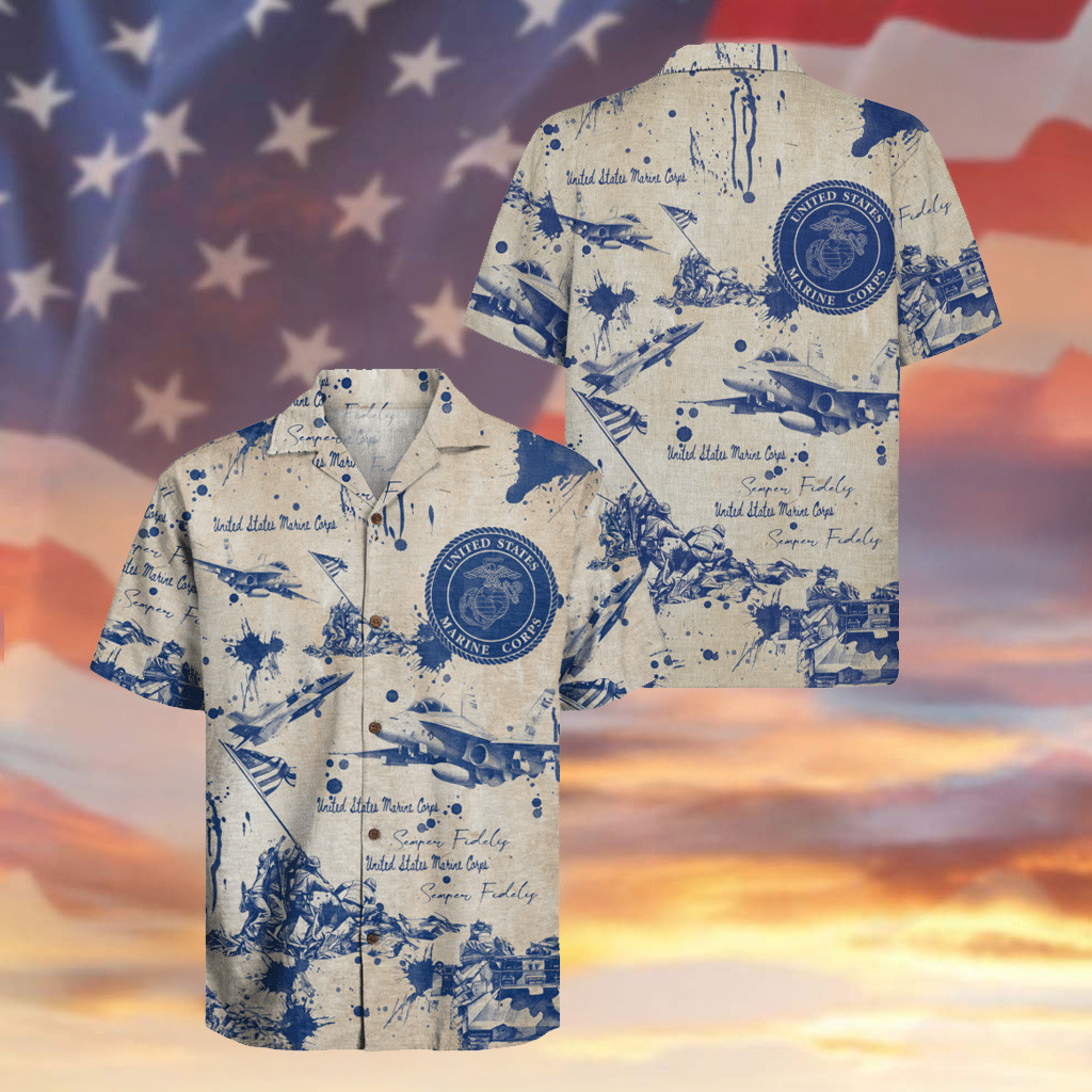 US Marine Corps Veteran Hawaiian Shirt 250th Anniversary Aircraft Proud Military Clothes Gifts