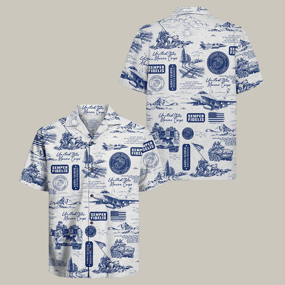 US Marines 250th Years Of Honor Hawaiian Shirt Semper Fidelis Clothes Marine Corps Gift Idea