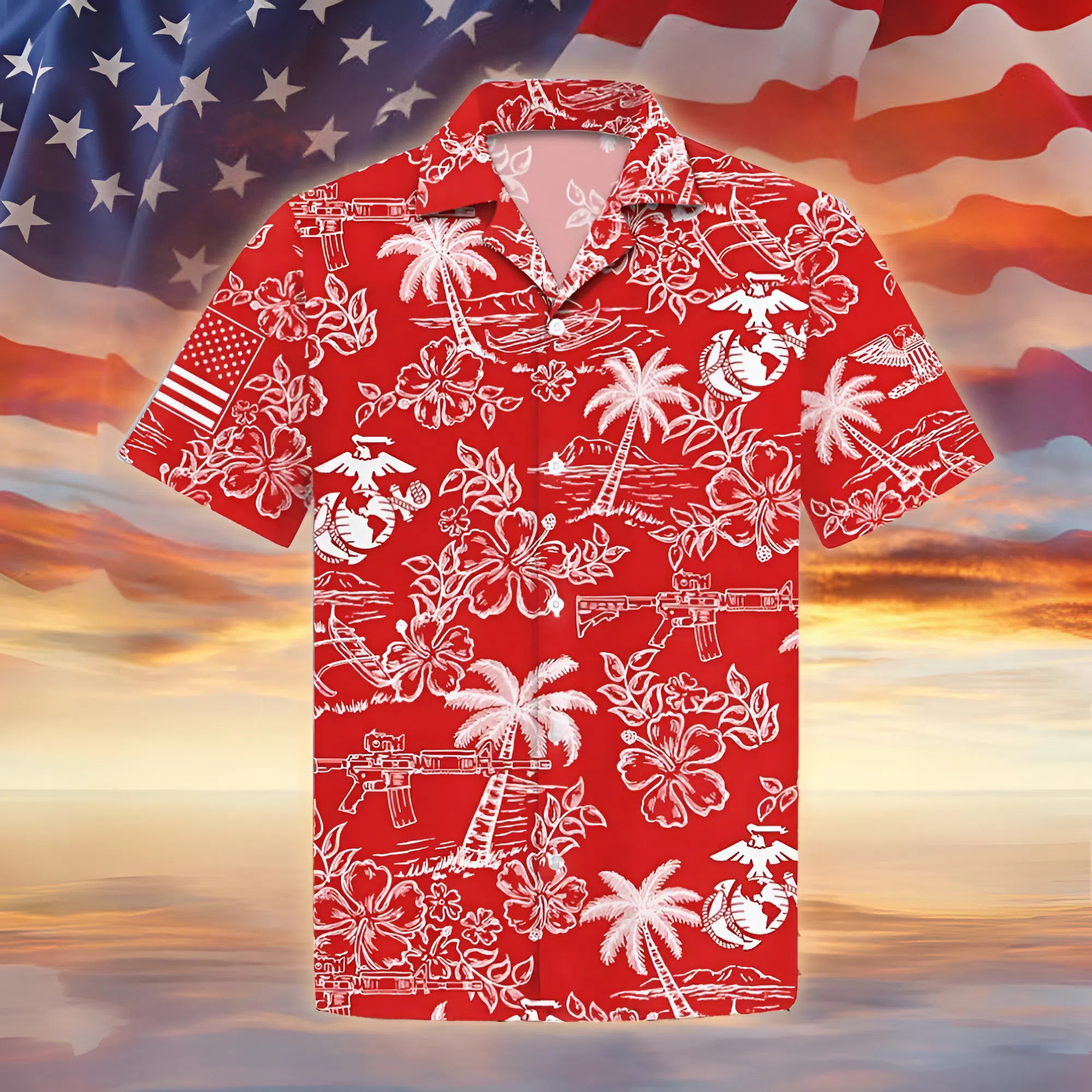 US Marines Hawaiian Shirt Military USMC Apparel Proud Marine Corps Duty Honor Gift For Marines