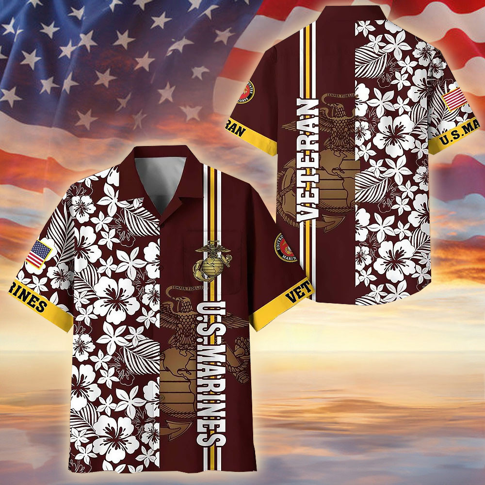 US Marines Veterans Hawaiian Shirt Aloha Military Style Gift For Former Marines