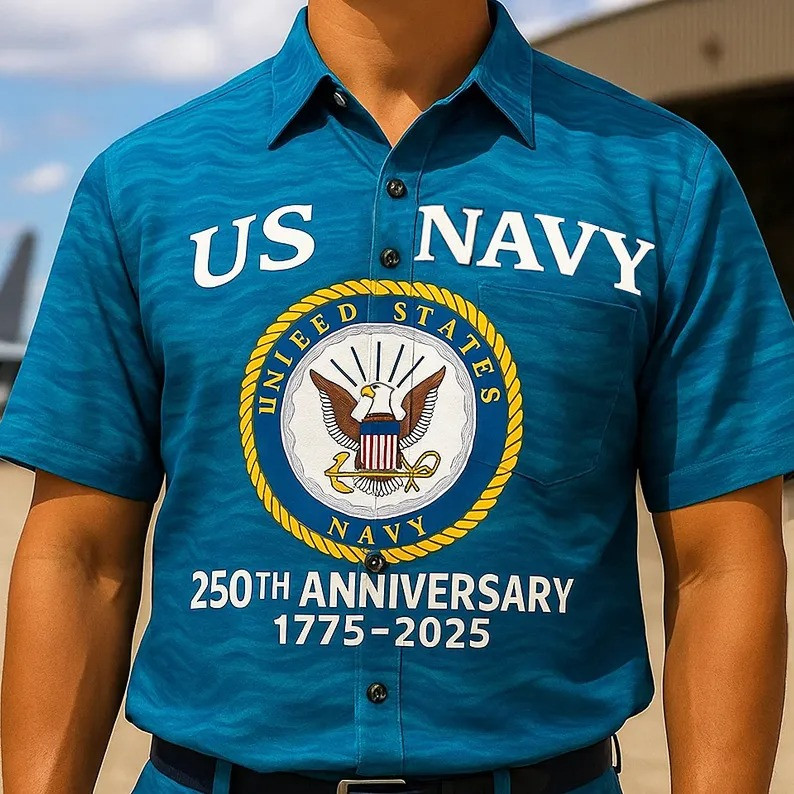US Navy 250th Anniversary Hawaiian Shirt 1775 2026 US Navy Veteran Christmas Gifts