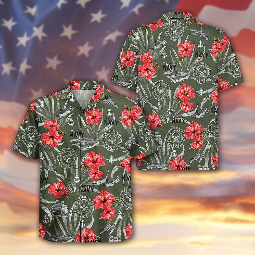 US Navy 250th Anniversary Hawaiian Shirt Naval Service Tropical Military Aloha Beach Shirt Gift