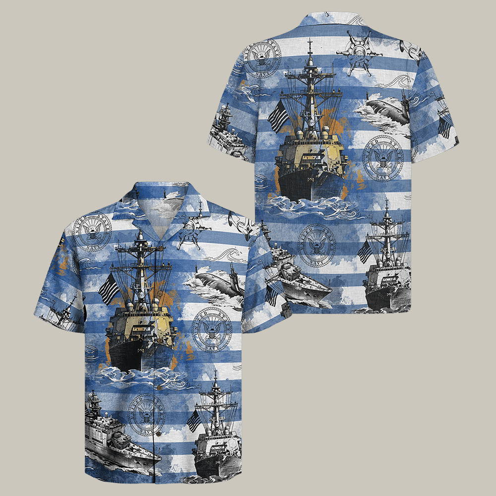 US Navy 250th Years Of Service Hawaiian Shirt Forged By The Sea Shirt Navy Vet Gift