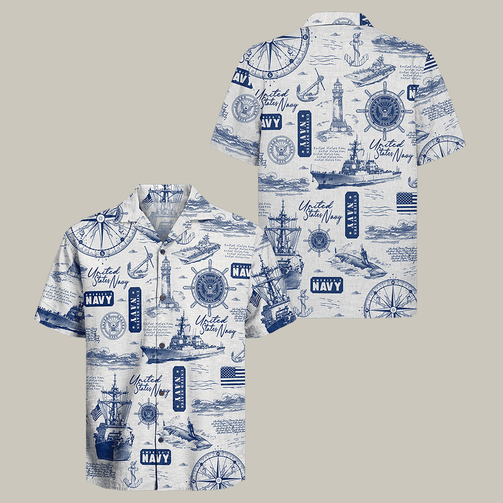 US Navy 250th Years Of Service Hawaiian Shirt Forged By The Sea Shirt Navy Veteran Present