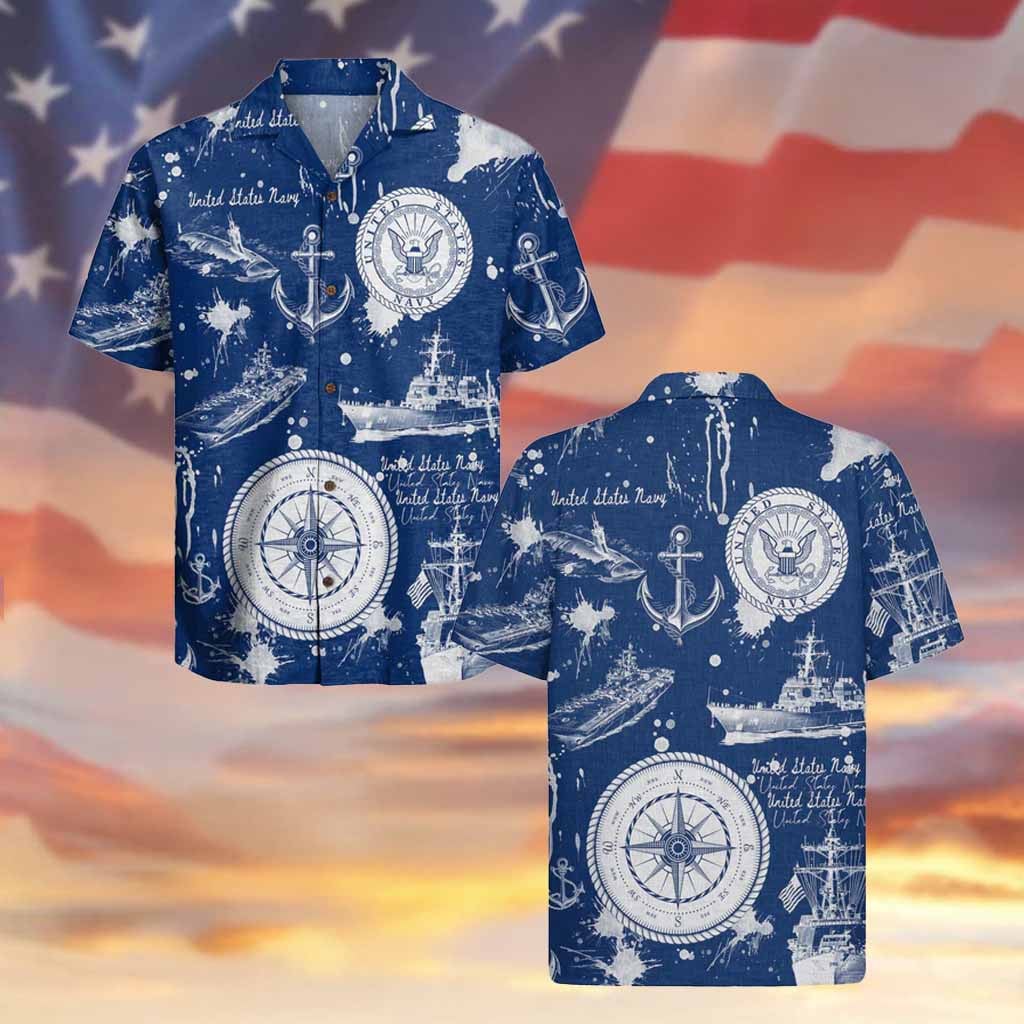 US Navy 250th Years Of Service Hawaiian Shirt Gifts For Military Veterans