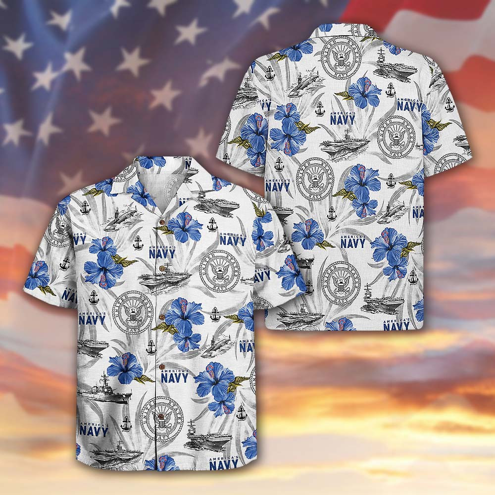 US Navy 250th Years Of Service Hawaiian Shirt Naval Military Aloha Beach Shirt Gift For Dad