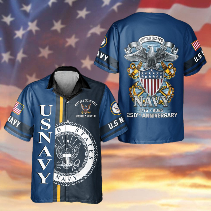 US Navy Eagle 250th Anniversary Hawaiian Shirt 1775 2026 Proudly Served Gifts For Veterans