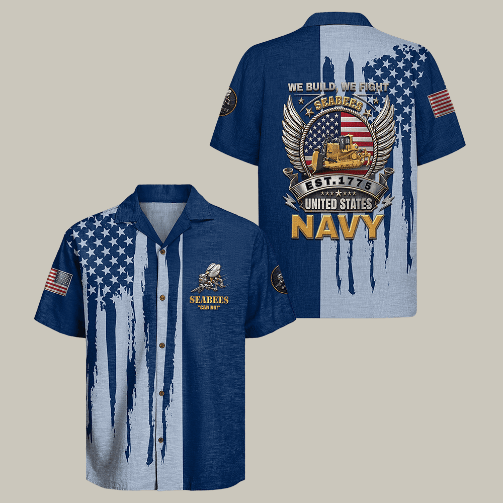 US Navy Seabees 250th th Anniversary Hawaiian Shirt We Build We Fight Shirt Navy Gift For Men