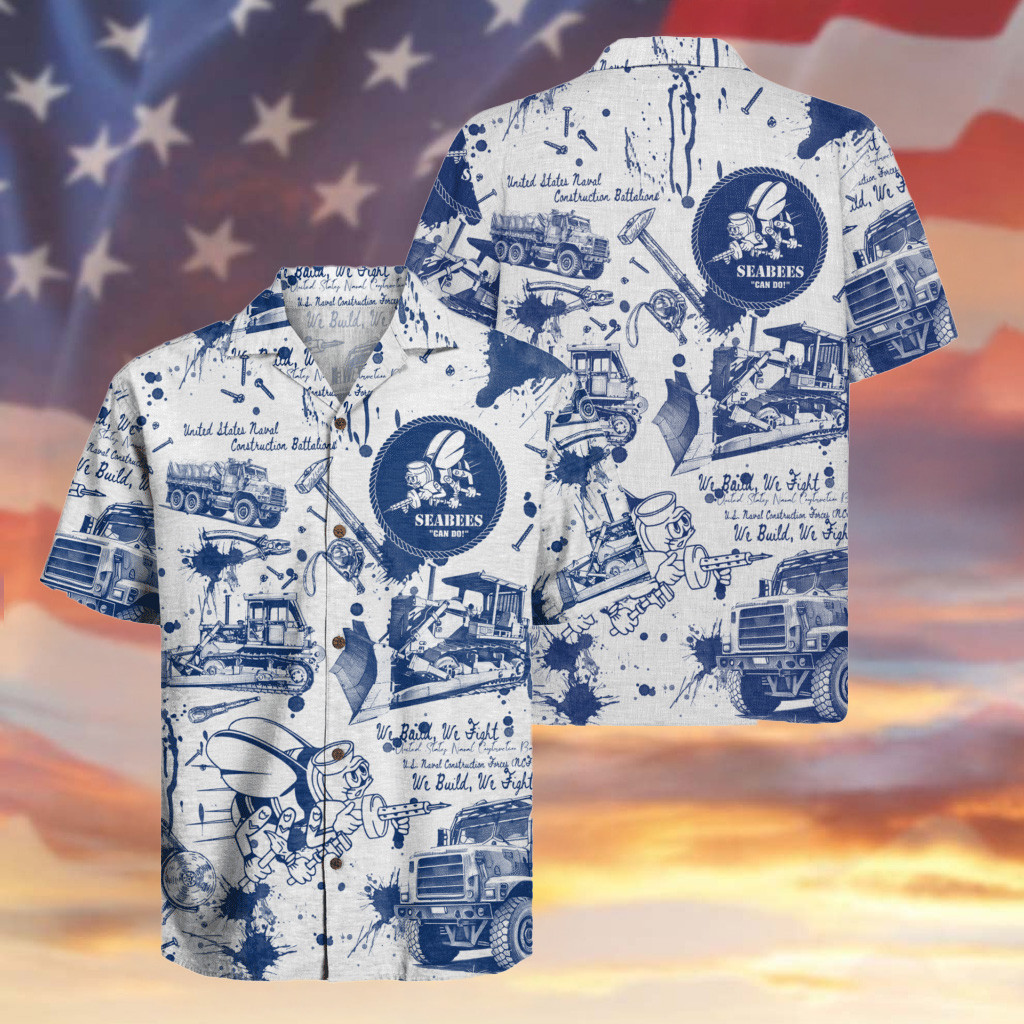 US Navy Seabees 250th Years Of Service Hawaiian Shirt Construction Battalions Merch Gifts