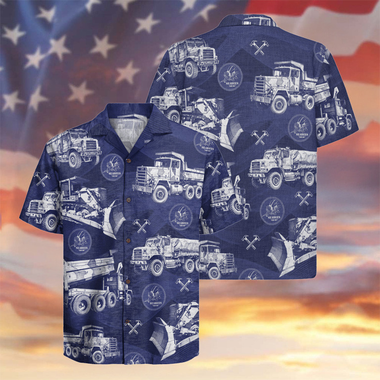 US Navy Seabees 250th Years Of Service Hawaiian Shirt Construction Truck Apparel Gifts