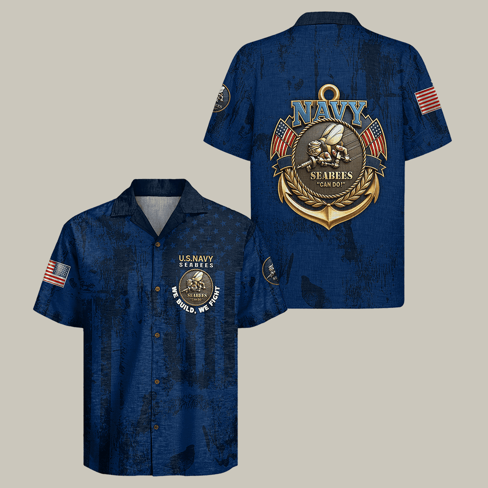 US Navy Seabees 250th Years Of Service Hawaiian Shirt Navy Veteran Clothes Good Gift Idea