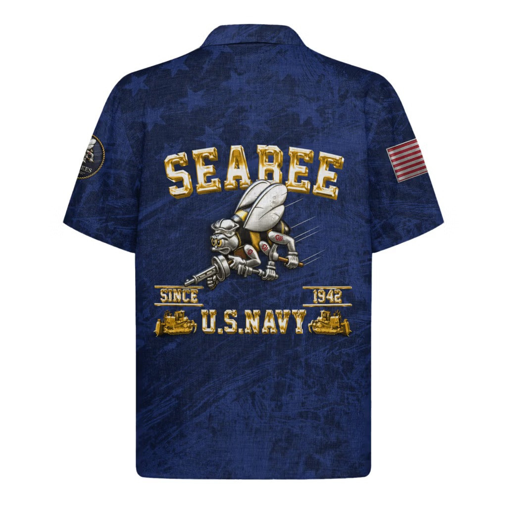 Alternative view of US Navy Seabees 250th Years Of Service Hawaiian Shirt We Build We Fight Aloha Shirt For Sale