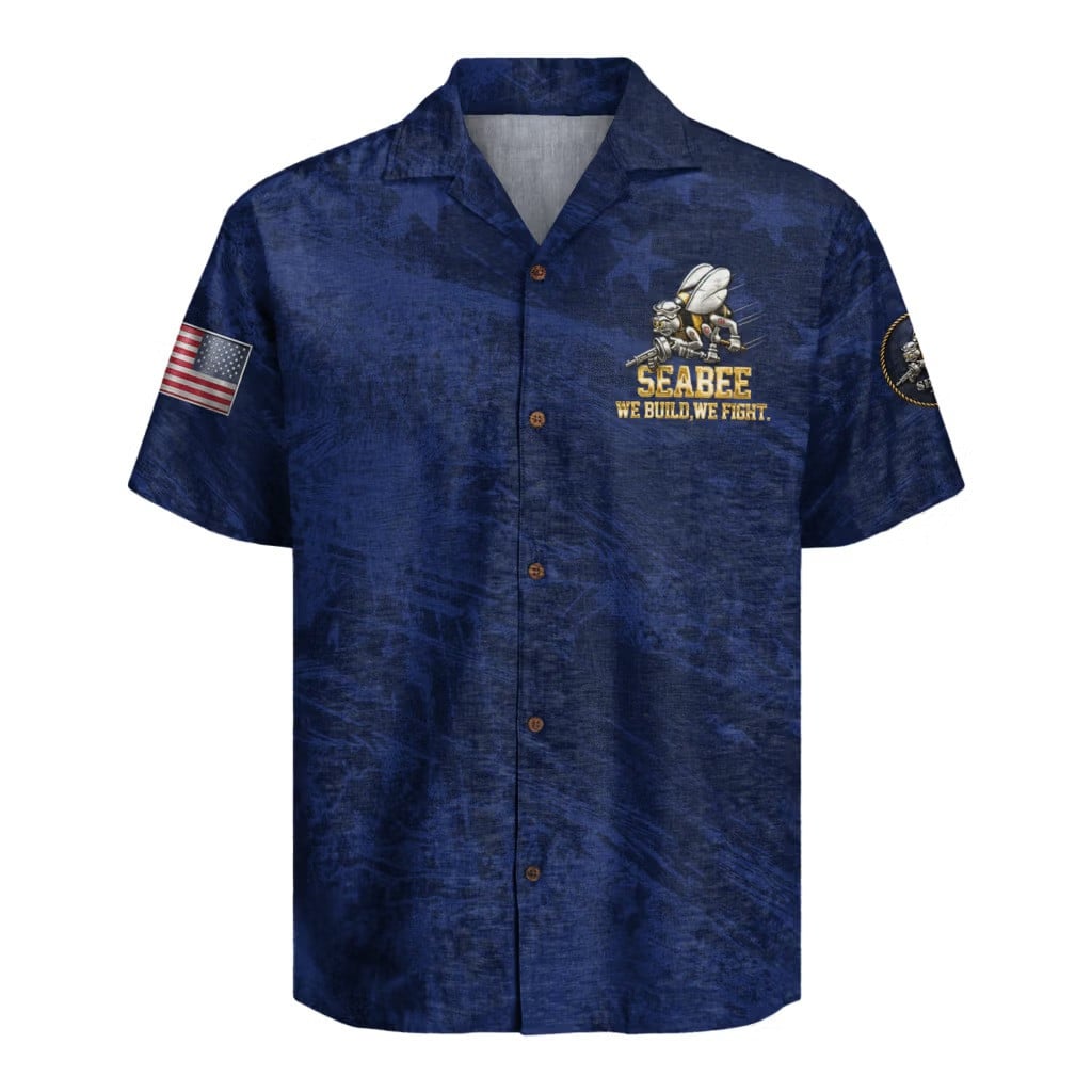 US Navy Seabees 250th Years Of Service Hawaiian Shirt We Build We Fight Aloha Shirt For Sale