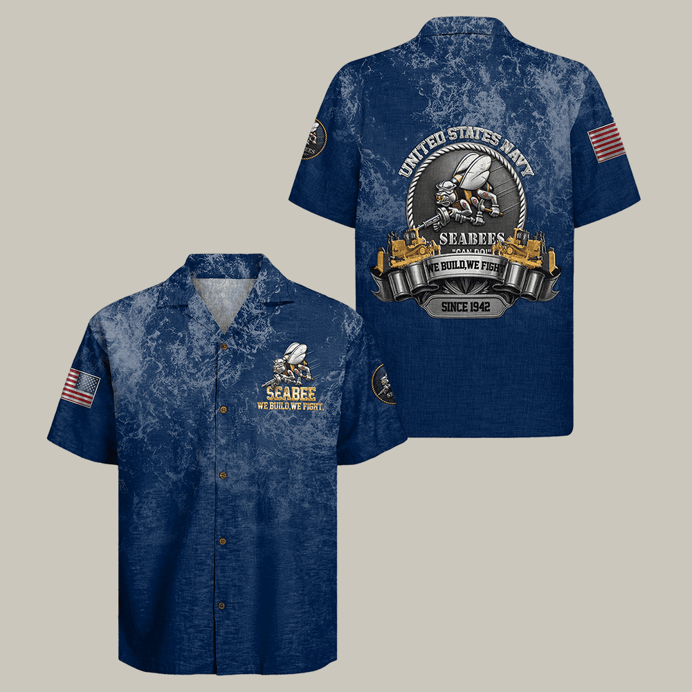 US Navy Seabees 250th Years Of Service Hawaiian Shirt We Build We Fight Shirt Navy Seabees Gift Idea