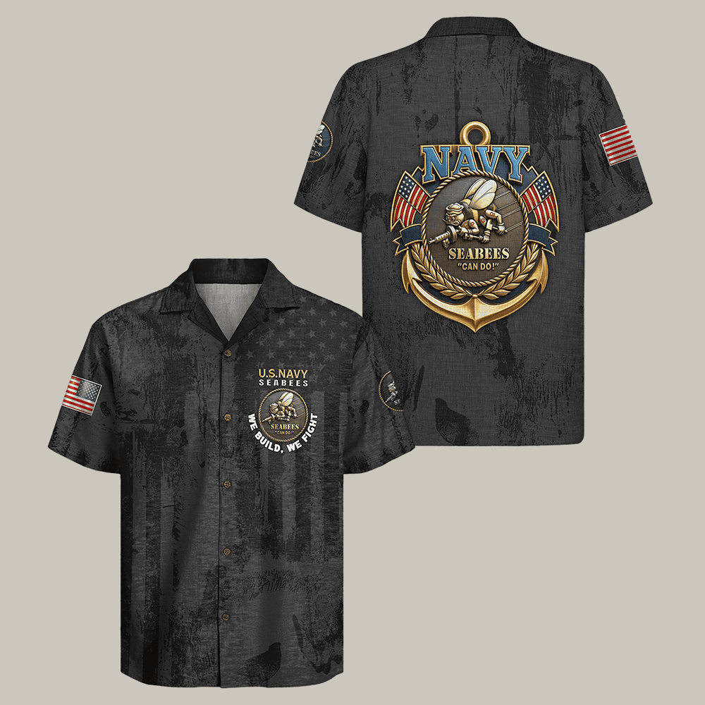 US Navy Seabees 250th Years Of Service Hawaiian Shirt We Build We Fight Shirt Navy Veteran Gift