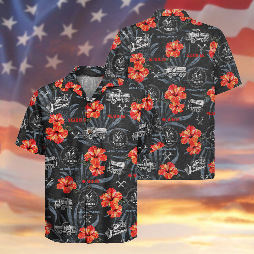 US Navy Seabees 250th Years Of Service Hawaiian Shirt We Build We Fight Tropical Shirt Apparel