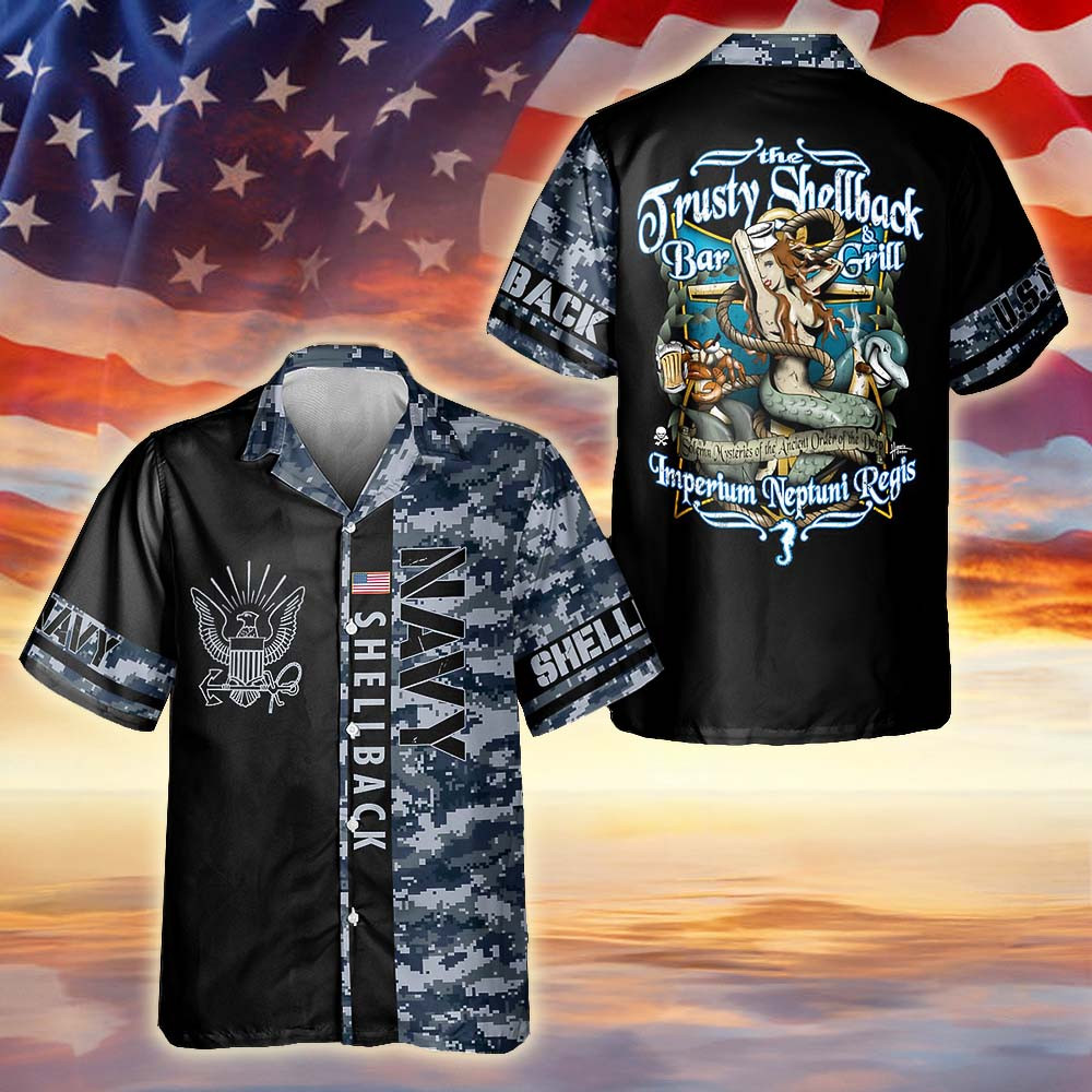US Navy Shellback Ancient Order Hawaiian Shirt Navy Pride Military Gift For USN