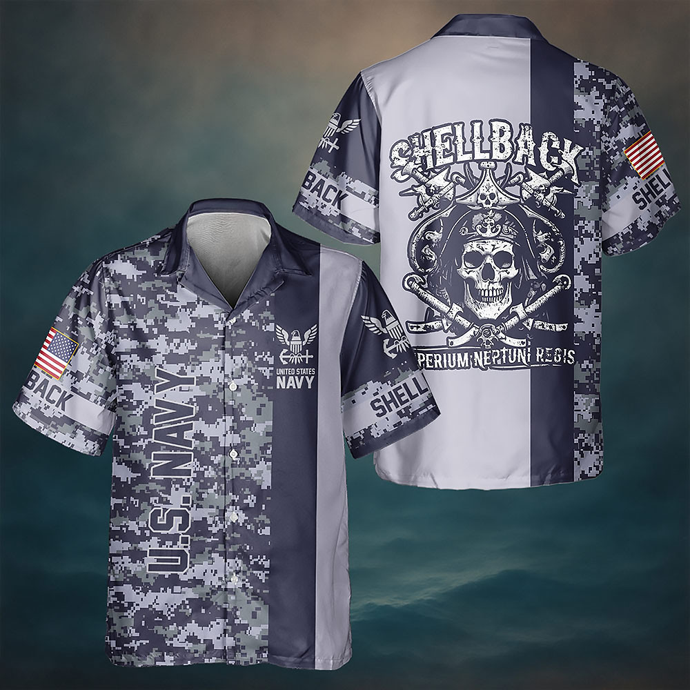 US Navy Shellback Hawaiian Shirt Nautical Beach Apparel Gift For Navy Men