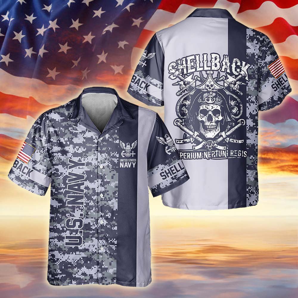 US Navy Shellback Hawaiian Shirt Proud To Serve Navy Memorabilia Gift For Him