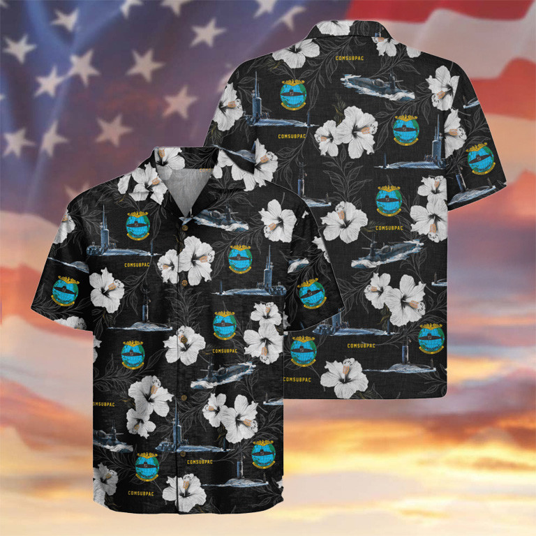 US Navy Submarine Hawaiian Shirt Comsubpac Hibiscus Apparel Gifts For Navy Veterans