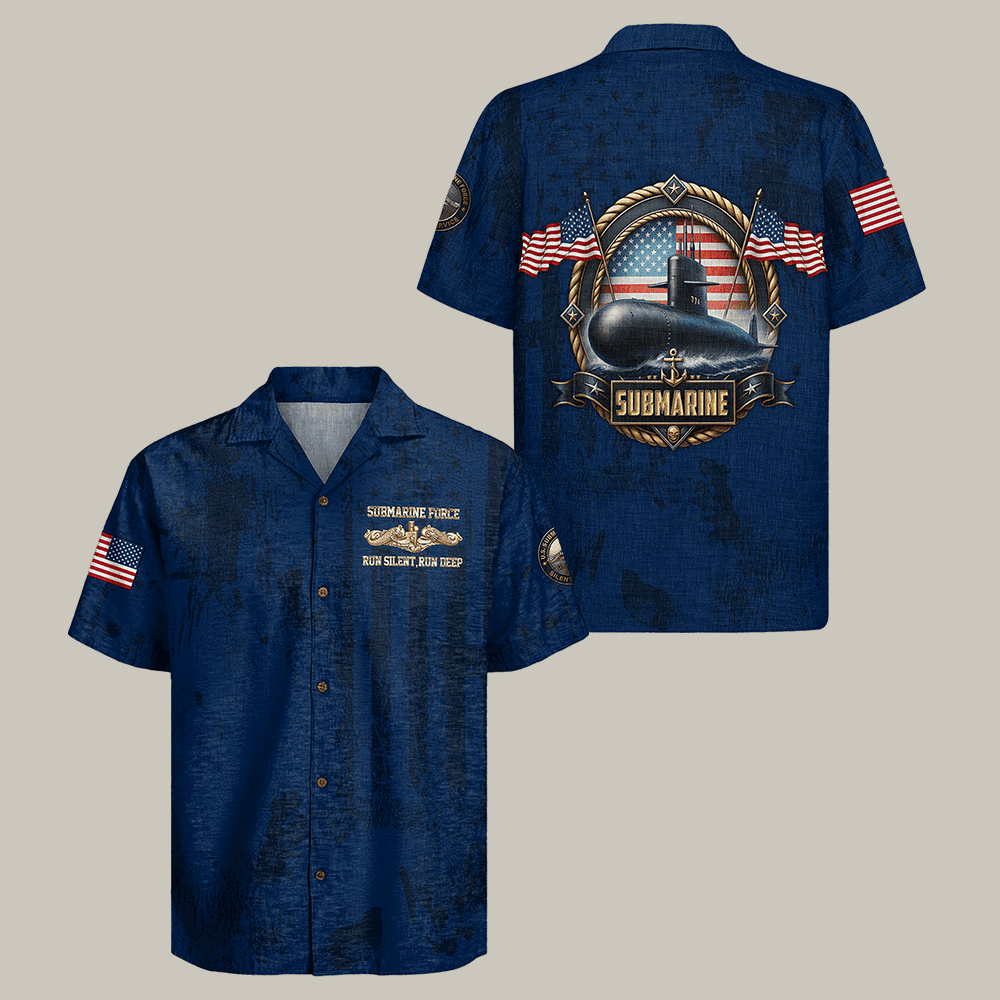 US Navy Submarine Hawaiian Shirt Submarine Force Run Silent Run Deep Shirt Navy Gift Idea