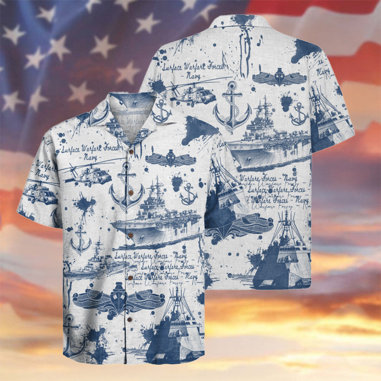 US Navy Surface Warfare Forces Hawaiian Shirt 250 Years Of Service Apparel Gifts For Veterans