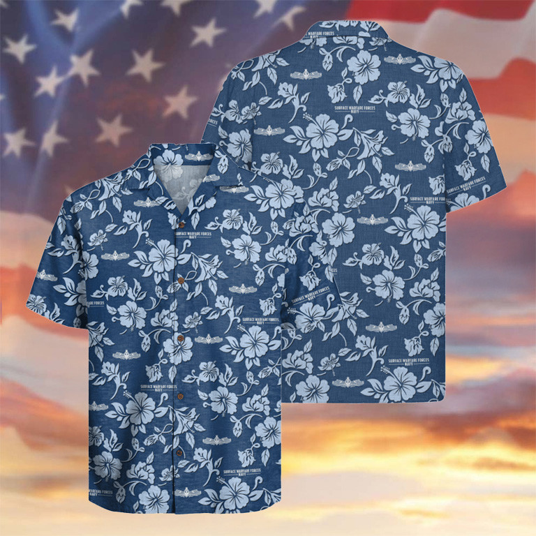 US Navy Surface Warfare Forces Hawaiian Shirt Hibiscus Tropical Aloha Shirt Gifts For Patriot
