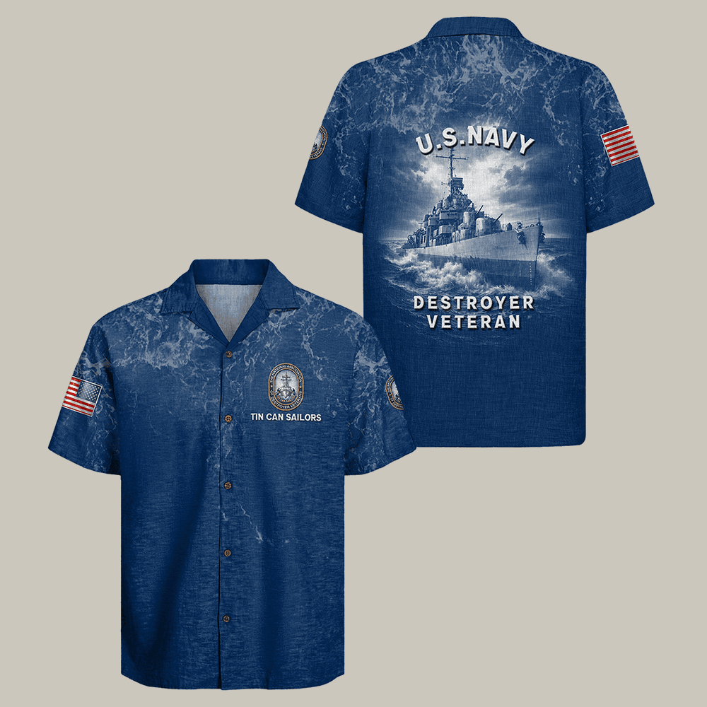 US Navy Tin Can Sailors Hawaiian Shirt Destroyer Veteran Shirt Navy Gift Idea