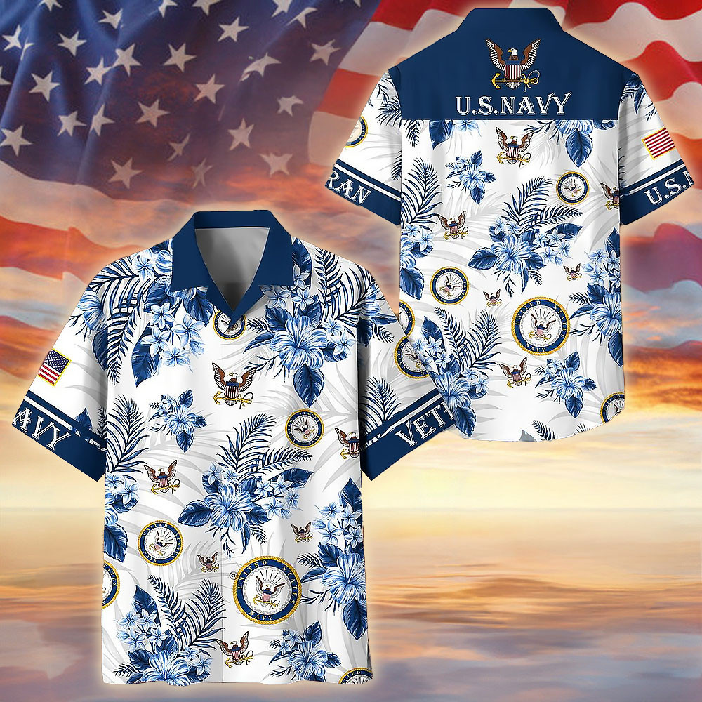 US Navy Veteran Hawaiian Shirt Beach Military Apparel Gift For Navy Dad