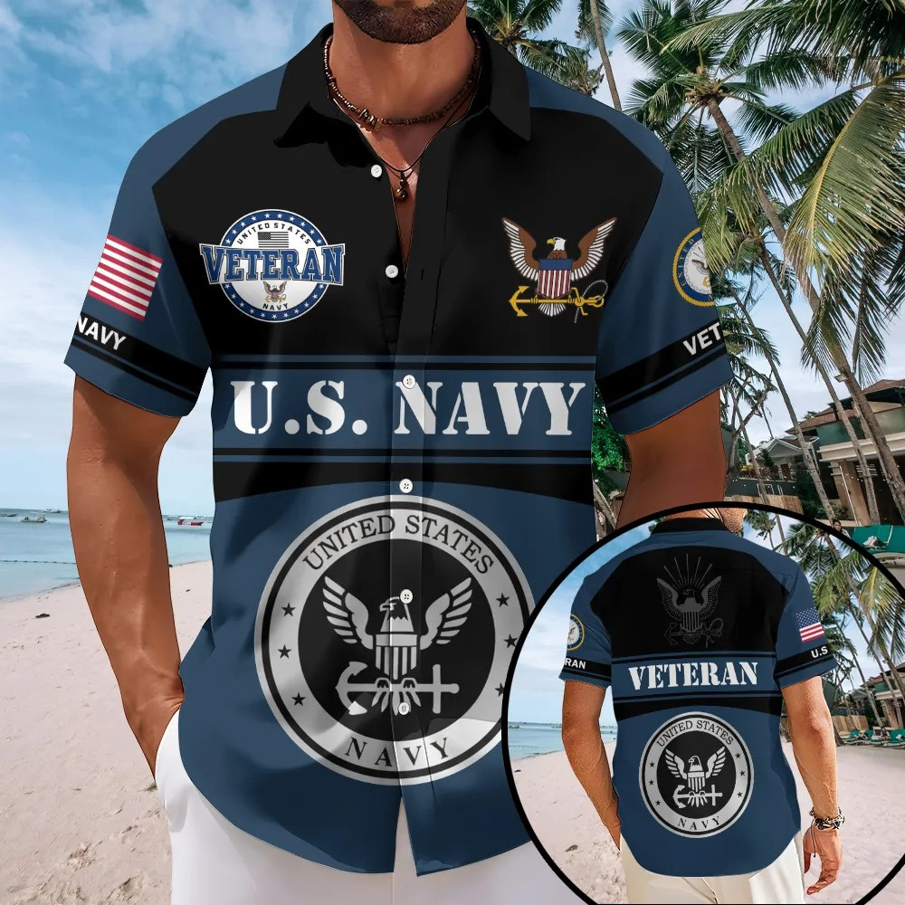 US Navy Veteran Hawaiian Shirt Veteran Themed Shirt Unique Gifts For Husband