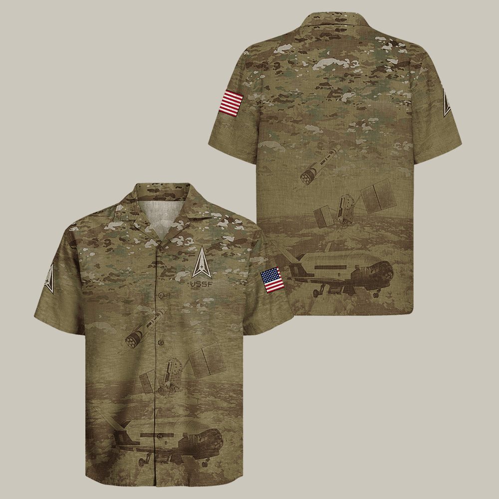 US Space Force Hawaiian Shirt American Flag US Space Force Semper Supra Shirt Gift For Veteran